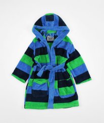 Modrozelený pruhovaný plyšový župan PRIMARK