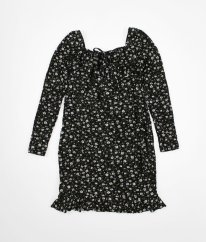 Čierne šaty/tunika s bielymi kvetmi SELECT GIRL