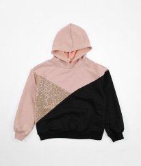 Růžovočerná mikina s flitry