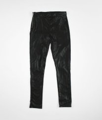 Čierne silnejšie koženkové nohavice H&M