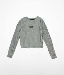 Šedý žebrovaný crop svetr NEW LOOK