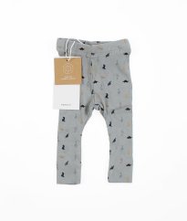 Šedé žebrované legíny/tepláčky z biobavlny s dinosaury NAME IT