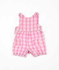 Bílorůžový kostičkovaný kraťasový overal JOJO MAMAN BÉBÉ