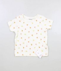 Krémové žebrované tričko s květy NUTMEG