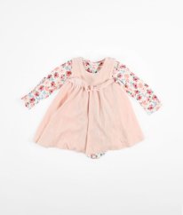 Růžové semišové šaty a květované body MARK & SPENCER