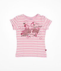 Růžovobílé pruhované tričko s obrázkem OKAY
