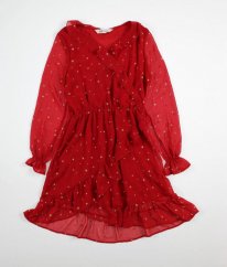 Červené šifónové šaty s hvězdičkami H&M