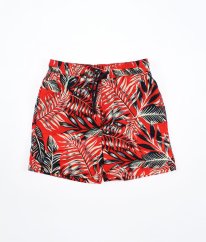 Červené kraťasové plavky s listy GEORGE