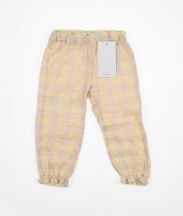 Vanilkové kárované lehké krepové kalhoty NAME IT
