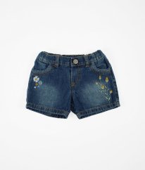 Modré riflové kraťasy s výšivkou MOTHERCARE