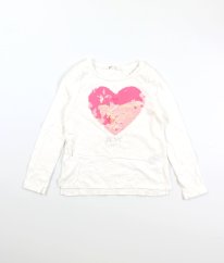 Bílé triko s flitrovým srdcem H&M
