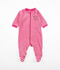 Ružový prúžkovaný semišový overal