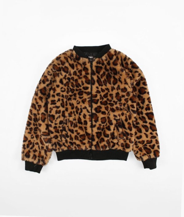 Béžová leopardí plyšová bunda