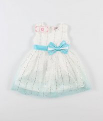Modrobílé šaty s mašlí a spodničkou PRETTY BABY