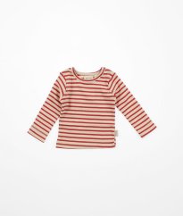 Krémovočervené rebrované prúžkované tričko z biobavlny PETIT PIAO