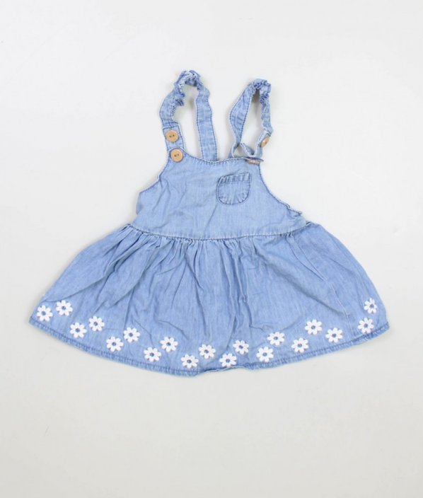 Modré riflové šaty s výšivkou květin IN EXTENSO