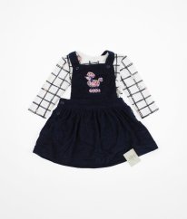 Tmavě modrá manšestrová sukně s laclem a body s hvězdičkami GEORGE