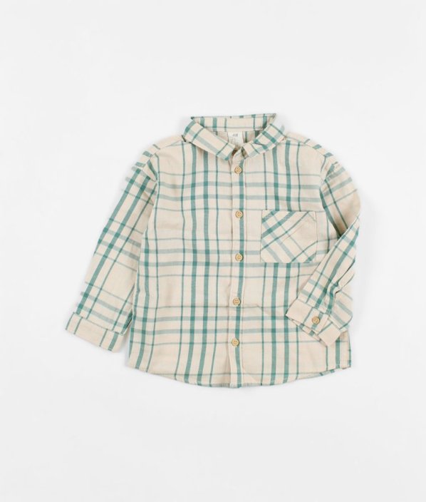 Béžová károvaná flanelová košile H&M