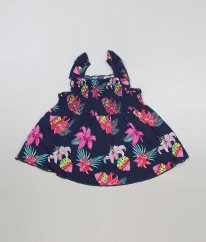 Antracitovomodré šaty s tropickými květy FAGOTTINO