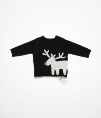 Čierny vianočný sveter so sobíkom GEORGE