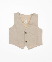 Béžová lněná společenská vesta H&M