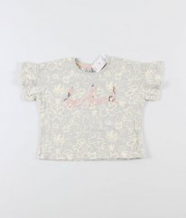 Šedobílé tričko s květy NUTMEG