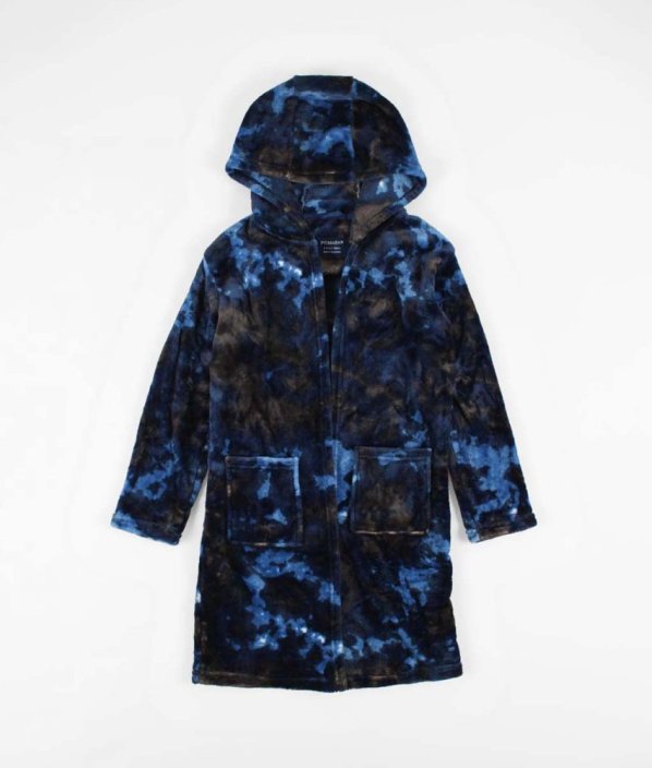 Modročerný plyšový župan PRIMARK