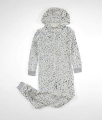 Šedý plyšový leopardí overal F&F