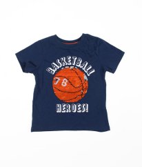 Tmavomodré tričko s flitrovým obrázkem H&M