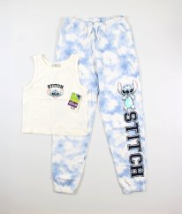 Bielomodré tepláky a smotanový rebrovaný top Stitch DISNEY