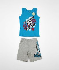 Modré tílko a šedé kraťasy z biobavlny BONPRIX