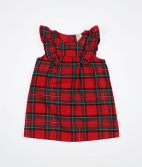 Červené kárované teplejší šaty se zlatou nití H&M