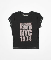Šedé rebrované tričko s nápisom H&M