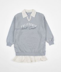 Modrošedá silnější mikina s košilovou vadkou PRIMARK