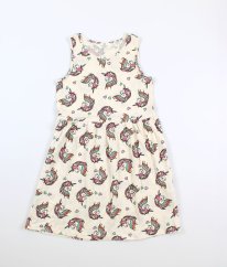 Krémové šaty s jednorožci H&M