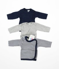 Sada 3 ks šedého a modrých tričiek NEW BABY