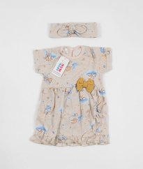 Béžové šaty a čelenka NEW BABY