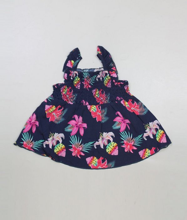 Antracitovomodré šaty s tropickými květy FAGOTTINO