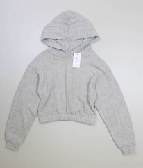 Šedý crop mikina s kapucí MATALAN