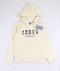 Svetlo vanilková mikina zo silnej bavlny s nápisom JACK & JONES