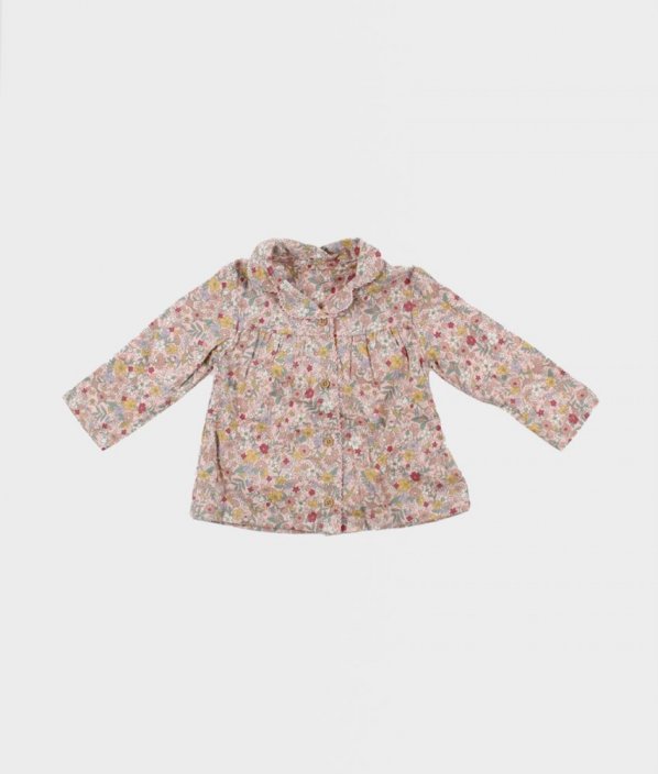 Růžový flanelový pyžamový kabátek s květy NUTMEG