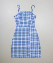 Modrá károvaná šatová sukně NEW LOOK