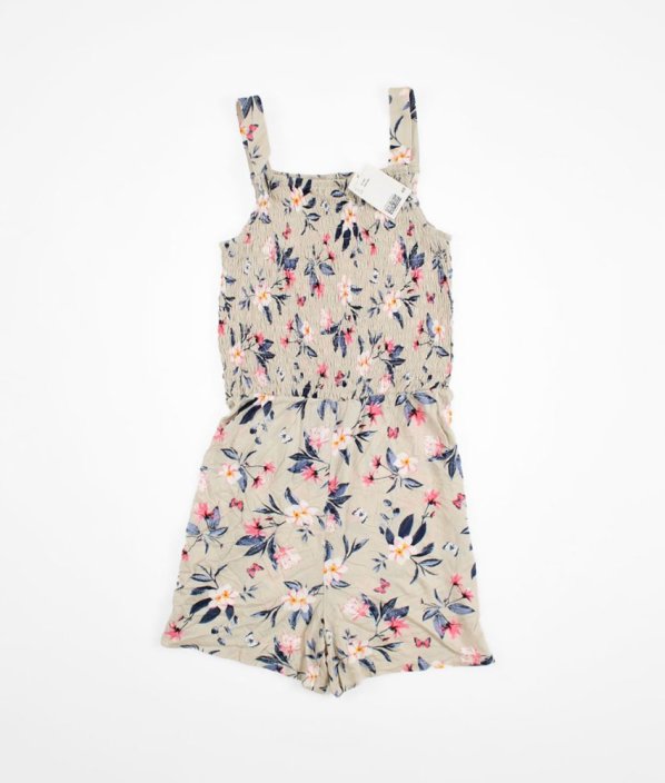 Béžový kraťasový overal s květy H&M