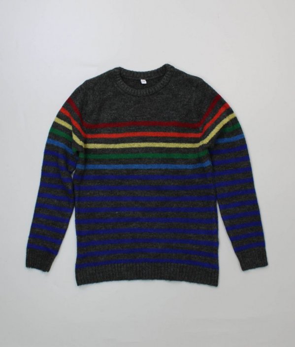 Šedý svetr s barevnými proužky MARKS & SPENCER
