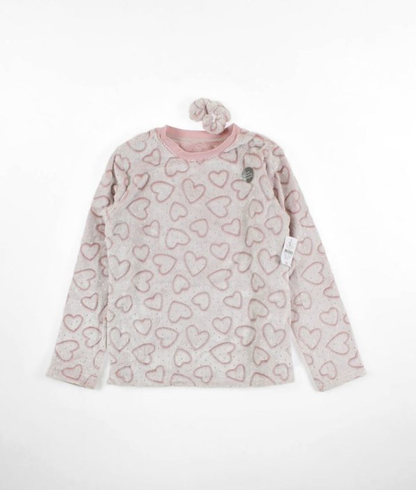 Růžová plyšová mikina a gumička do vlasů NUTMEG