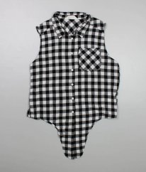 Černobílá kostičkovaná košilová halenka H&M