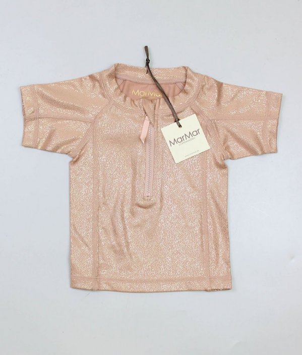 Růžovohnědé plavkové UV tričko se zlatým třpytem MARMAR COPENHAGEN