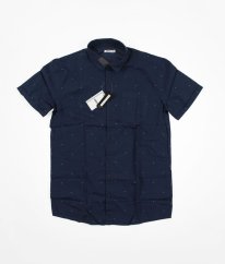 Tmavě modrá košile s jemným vánočním vzorem (107-176) GEMO