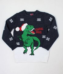 Šedobílý teplejší vánoční svetr F&F