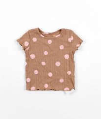 Hnědá žebrovaná halenka s puntíky GEORGE